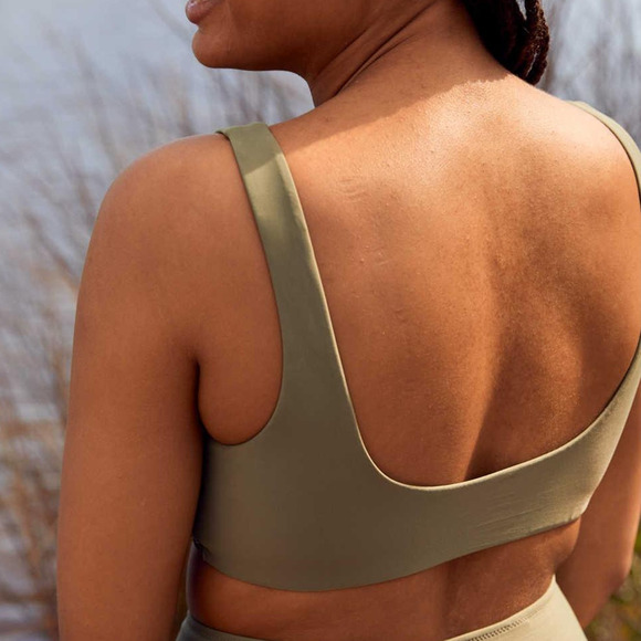 NWT Aerie Olive Green Wide Strap Scoop Neck Bikini Swim Top Medium - Picture 2 of 8